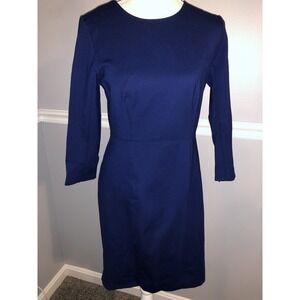 J Crew Sheath Dress Womens Size 4 Crew Neck 3/4 Sleeves Midi